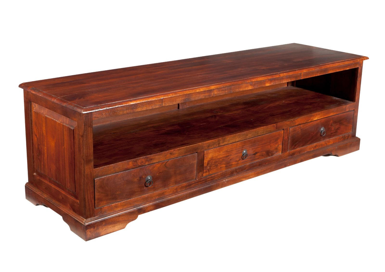 LOWBOARD Akazie 175x50x53 nougat lackiert OXFORD #439 - Dunkelbraun, Holz (175/53/50cm) - Massivmoebel24