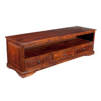 LOWBOARD Akazie 175x50x53 nougat lackiert OXFORD #439 - Dunkelbraun, Holz (175/53/50cm) - Massivmoebel24