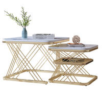 COUCHTISCH 2er Set Beistelltisch Eckig, Gold - Goldfarben, Metall (60/60/45cm)