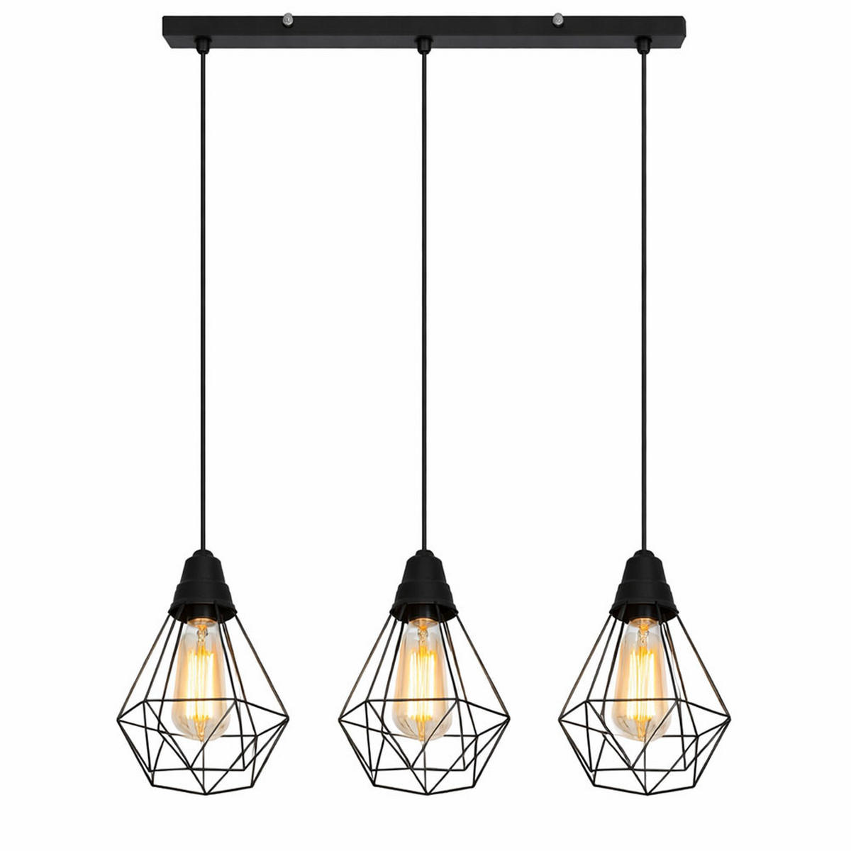 HÄNGELEUCHTE Isabella Schwarz Gitteroptik - Schwarz, Metall (58/15/120cm) - Globo Lighting