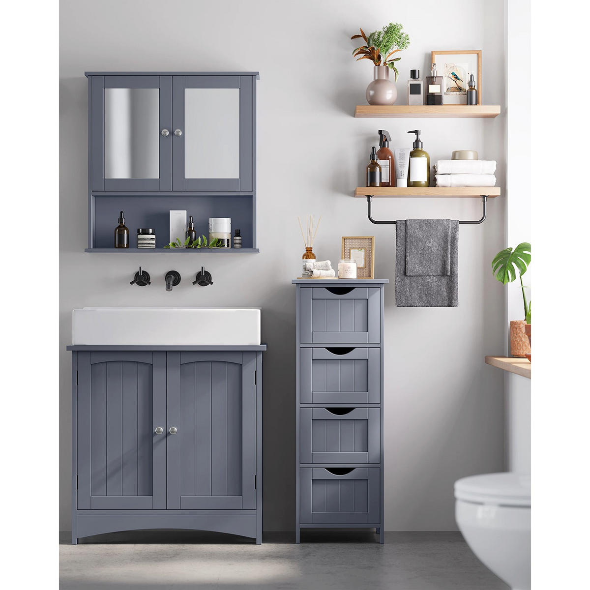 BEISTELLSCHRANK KIGALI - Grau, Holzwerkstoff (30/82/30cm) - Hansiro
