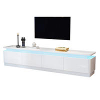 TV skříňka 180/34/40 cm bílá, vysoký lesk, LED a 4 zásuvky - bílá, kompozitní dřevo (180/40/34cm) - BEAOK