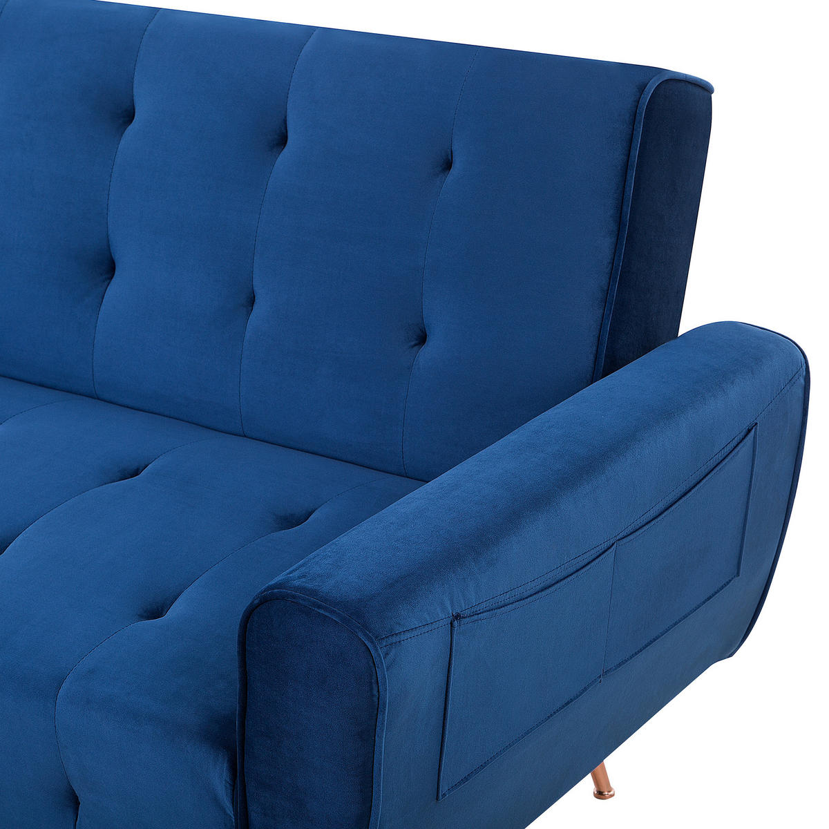 3-SITZER-SCHLAFSOFA Samtstoff Marineblau Selnes - Hellblau, Textil (212/85/84cm) - Beliani