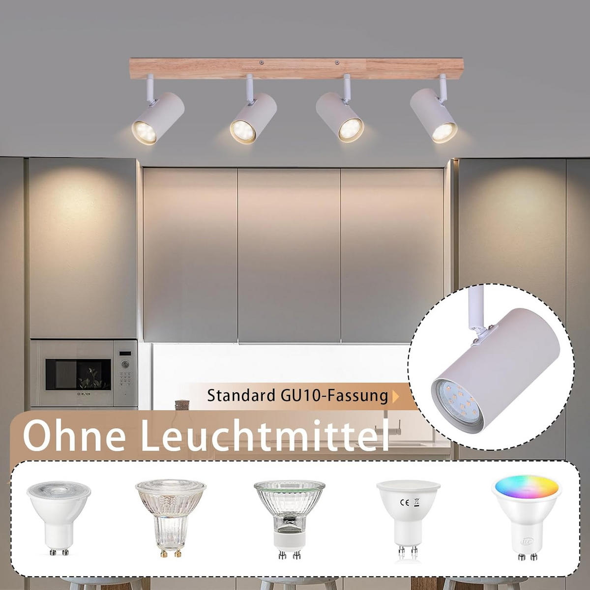 DECKENSTRAHLER Glühstern 10.5/14.3/49.5 cm - Weiß, Metall (49.5/10.5/14.3cm) - ZMH