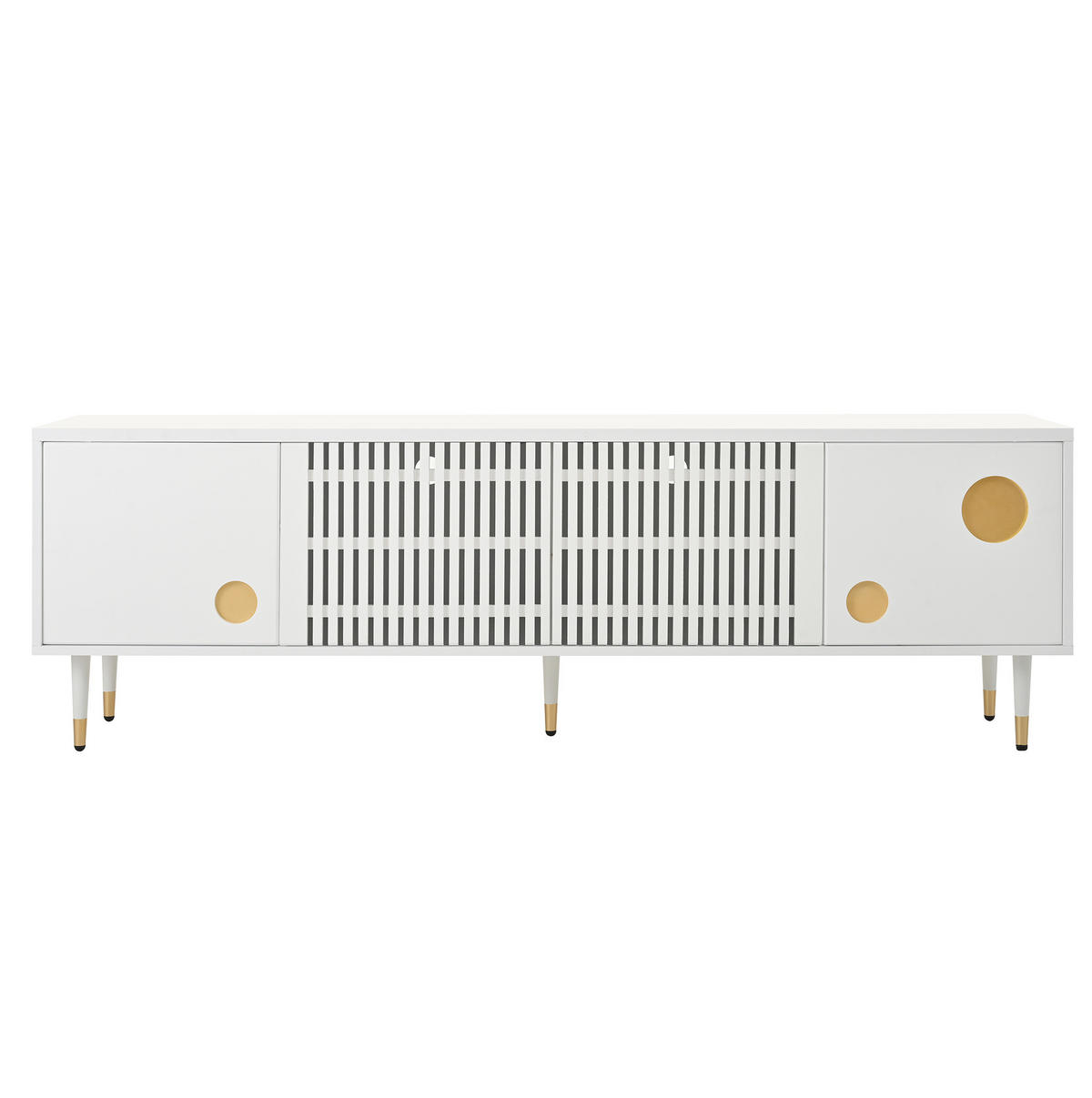 TV-SCHRANK aus MDF 170x36x54 cm Weiß mit Kabelmanagement, verstellbaren Füßen und Kippschutz - Weiß, Holzwerkstoff (170/54/36cm) - Modfu