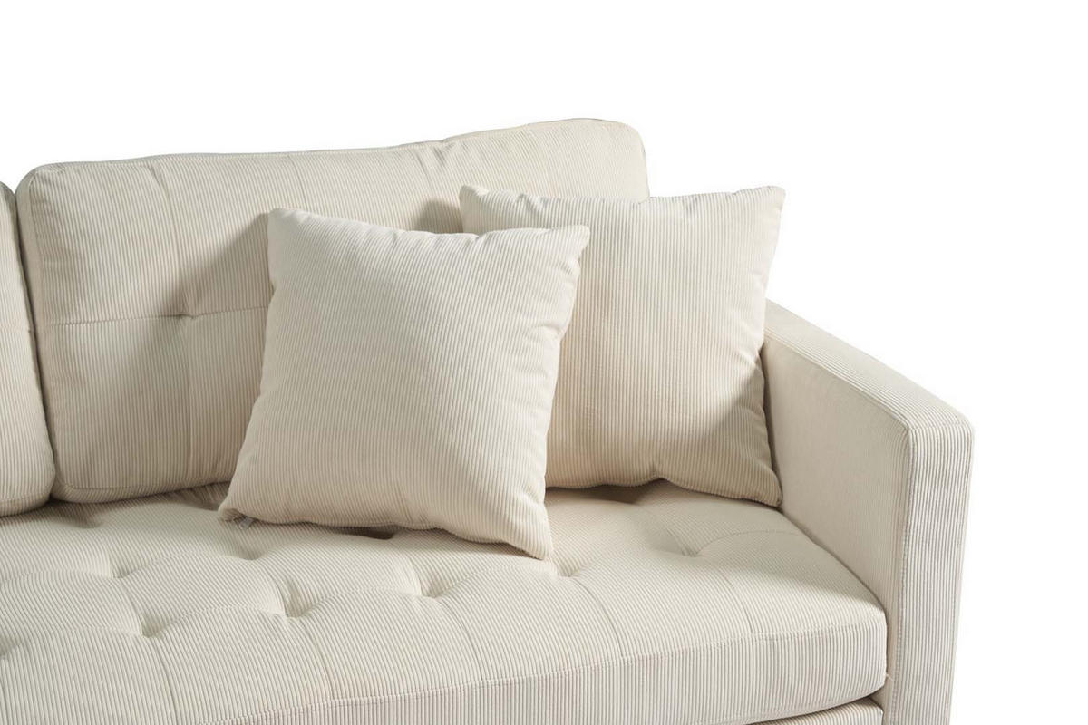 ECKSOFA Samt sandfarben - Sandfarben, Textil (290/177cm) - ebuy24