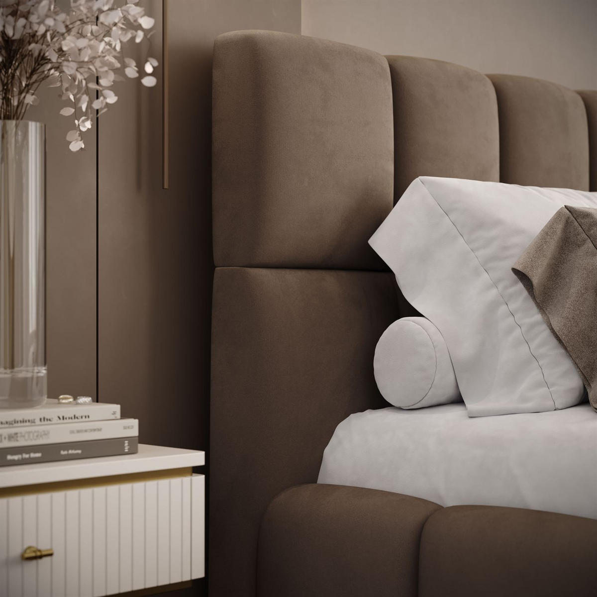 POLSTERBETT VENEZIA mit Bettkasten 180x200, Royal Velvet 176 - Hellbraun, Textil (180/200cm) - Lookway