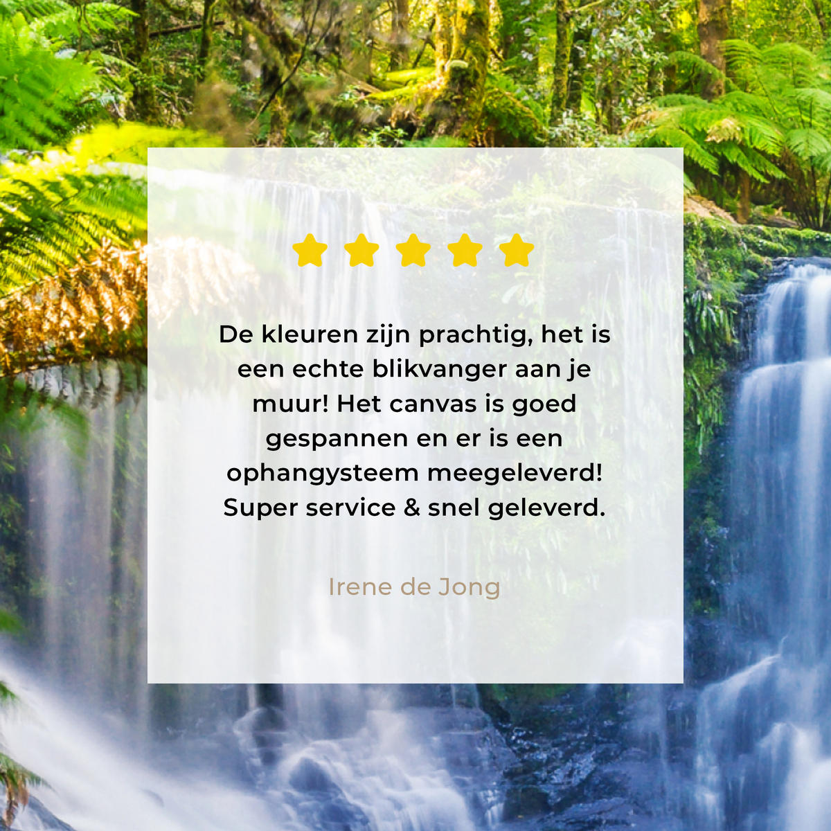 LEINWANDBILD Dschungel - Wasserfall - Australien - Pflanzen - Natur Wandbild Wohnzimmer 50x50 cm - Dunkelgrün, Textil (50/50cm) - MuchoWow