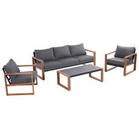 GARTENMÖBEL-SET Vega Anthrazit/Braun - Anthrazit, Metall - kommodly