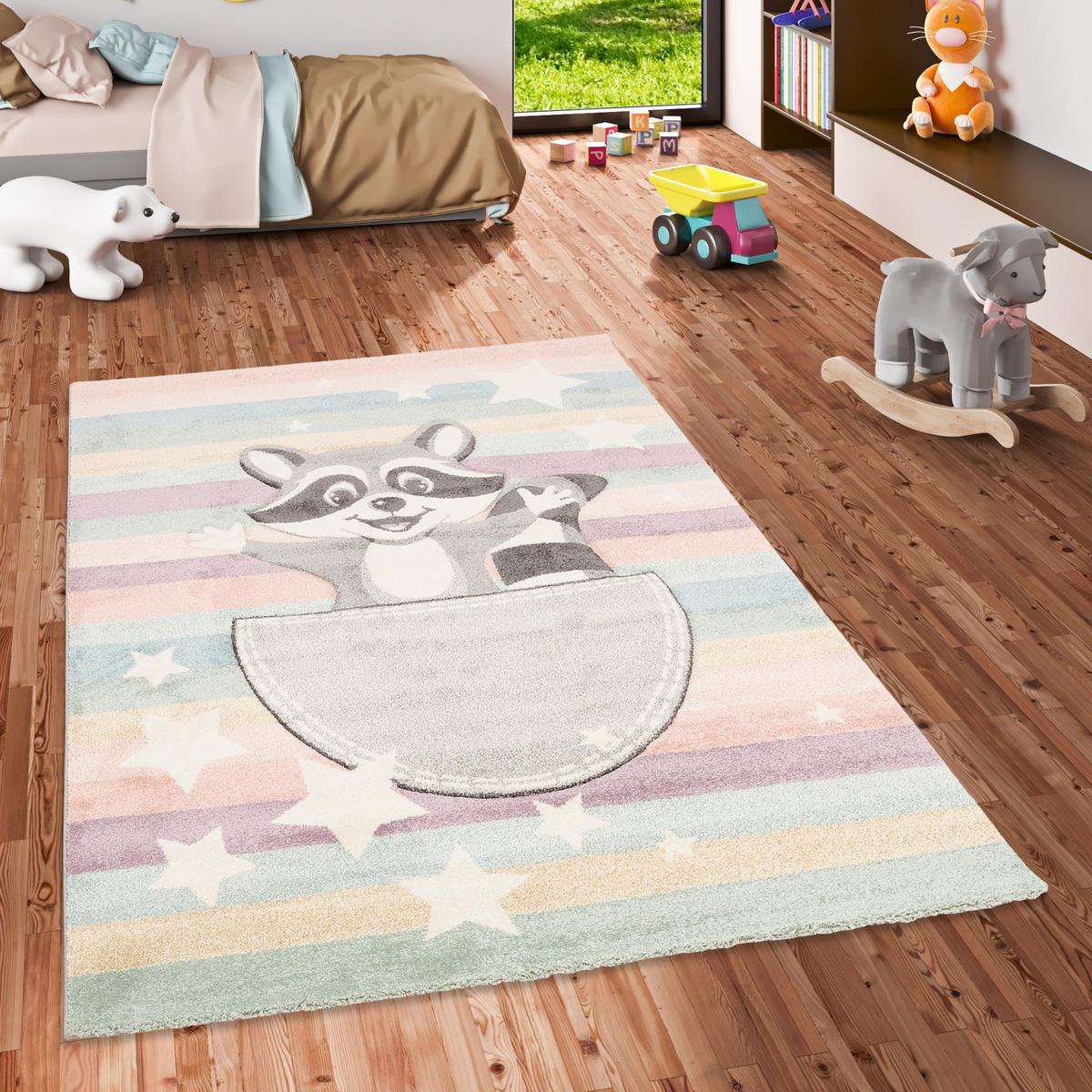 KINDER TEPPICH MAUI KIDS WASCHBÄR - Multicolor, Textil (140/200cm) - Pergamon