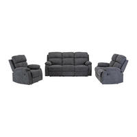 COUCHGARNITUR mit Sessel - 6 Personen - Stoff - Anthrazitgrau - TOLZANO - Anthrazit, Textil (201/100/96cm) - Vente-Unique