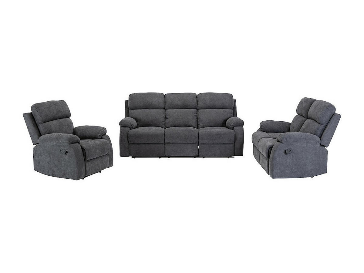 SOFAGARNITUR mit Relaxfunktion - 6 -Sitzer - Polyester - anthrazitgrau - TOLZANO - Anthrazit, Textil (201/100/96cm) - Vente-Unique