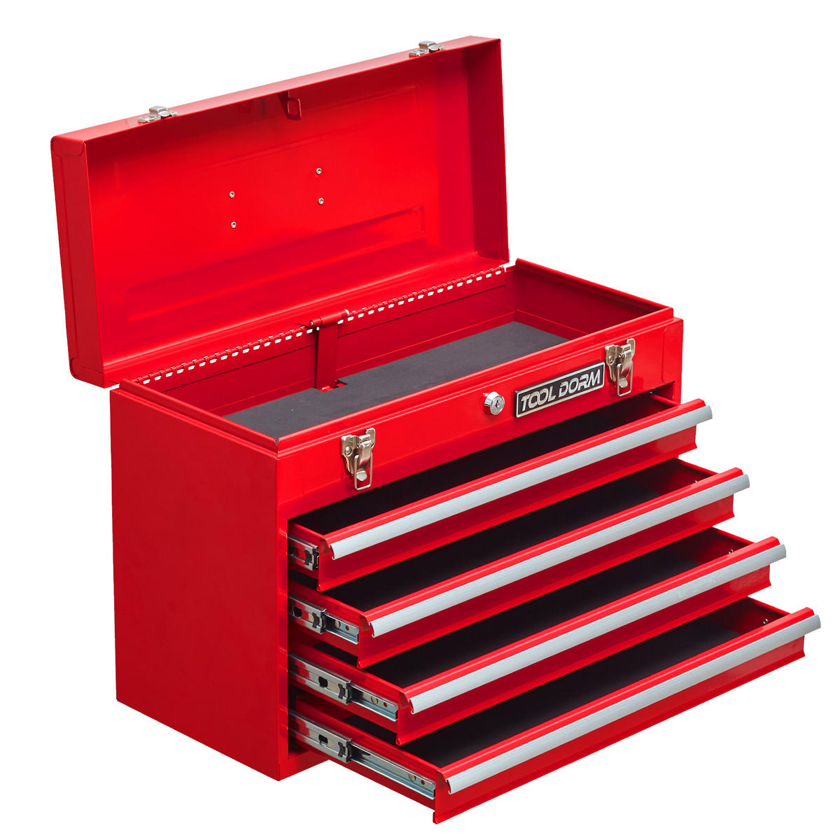 WERKZEUGKISTE STAHL mit 4 Schubladen, EVA-Einlagen und Schloss, Rot - Rot, Metall (23.1/35.5/51.5cm) - Novahome