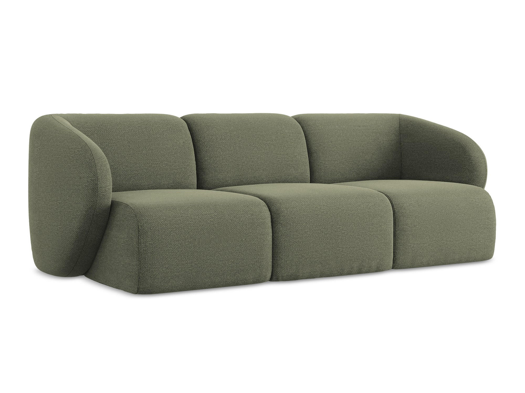 3-SITZER SOFA Bouclé Stoff Grün - Schwarz/Olivgrün, Holzwerkstoff/Kunststoff (244/75/94cm) - Makamii
