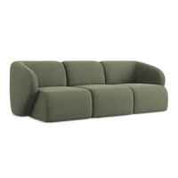 3-SITZER SOFA Bouclé Stoff Grün - Schwarz/Olivgrün, Holzwerkstoff/Kunststoff (244/75/94cm) - Makamii