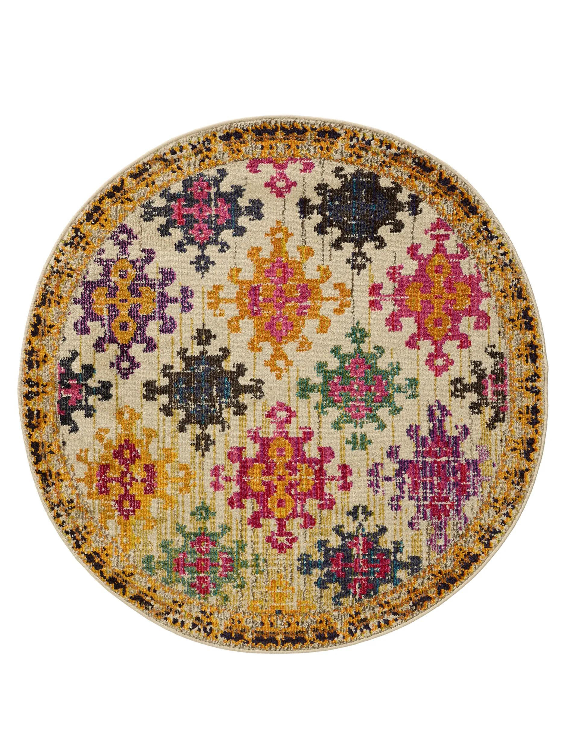 TEPPICH Casa Multicolor/Beige ø 120 cm rund - Multicolor, Textil (120/120cm) - benuta Nest