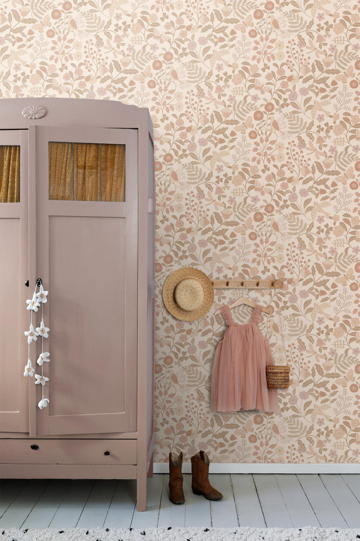 TAPETE Blumen und Vögel 53 cm x 10.05 m - Beige, Papier (53/0.1cm) - ESTAhome