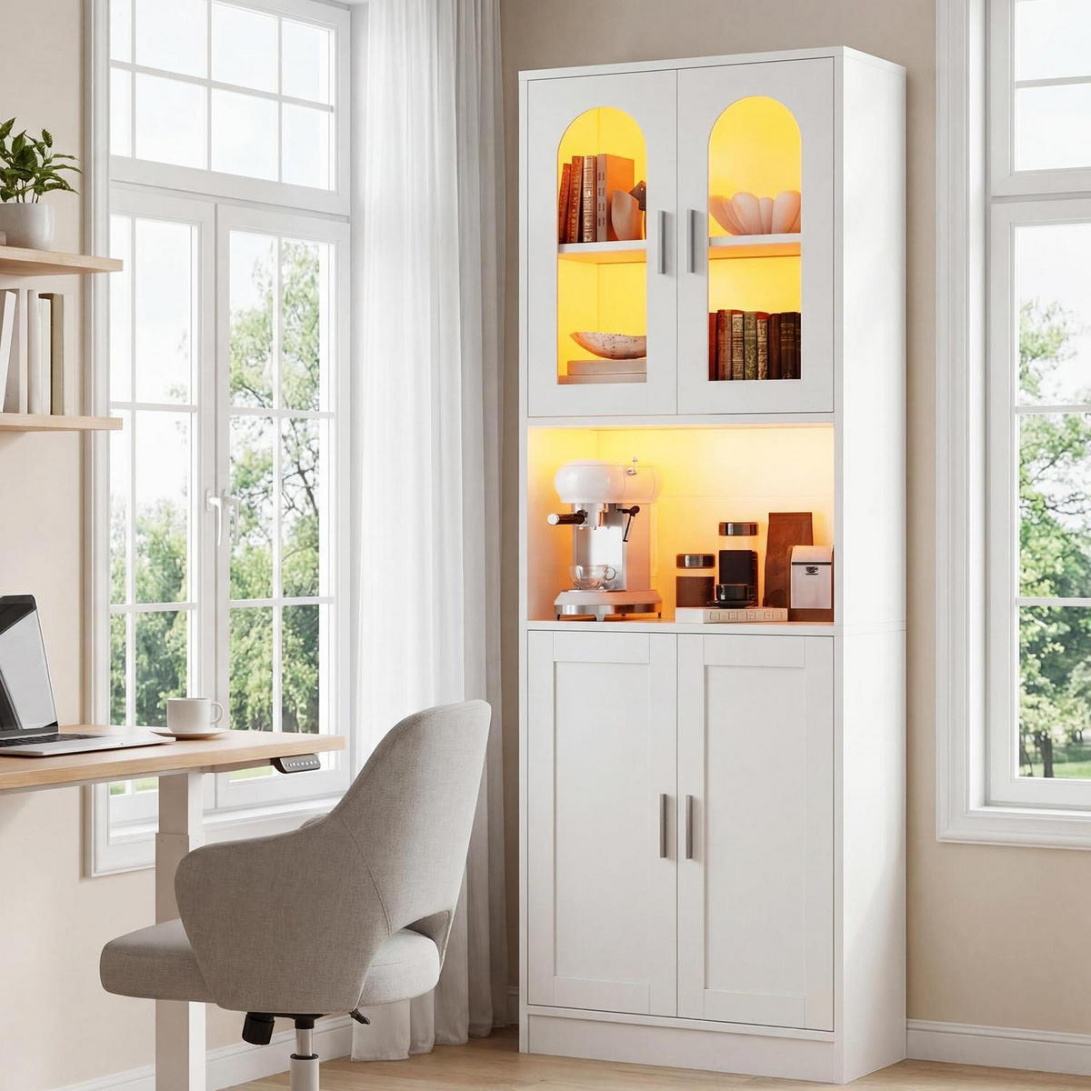 BÜCHERREGAL mit Schranktüren Weiß 170H cm - Weiß, Holzwerkstoff (30/60/170cm)