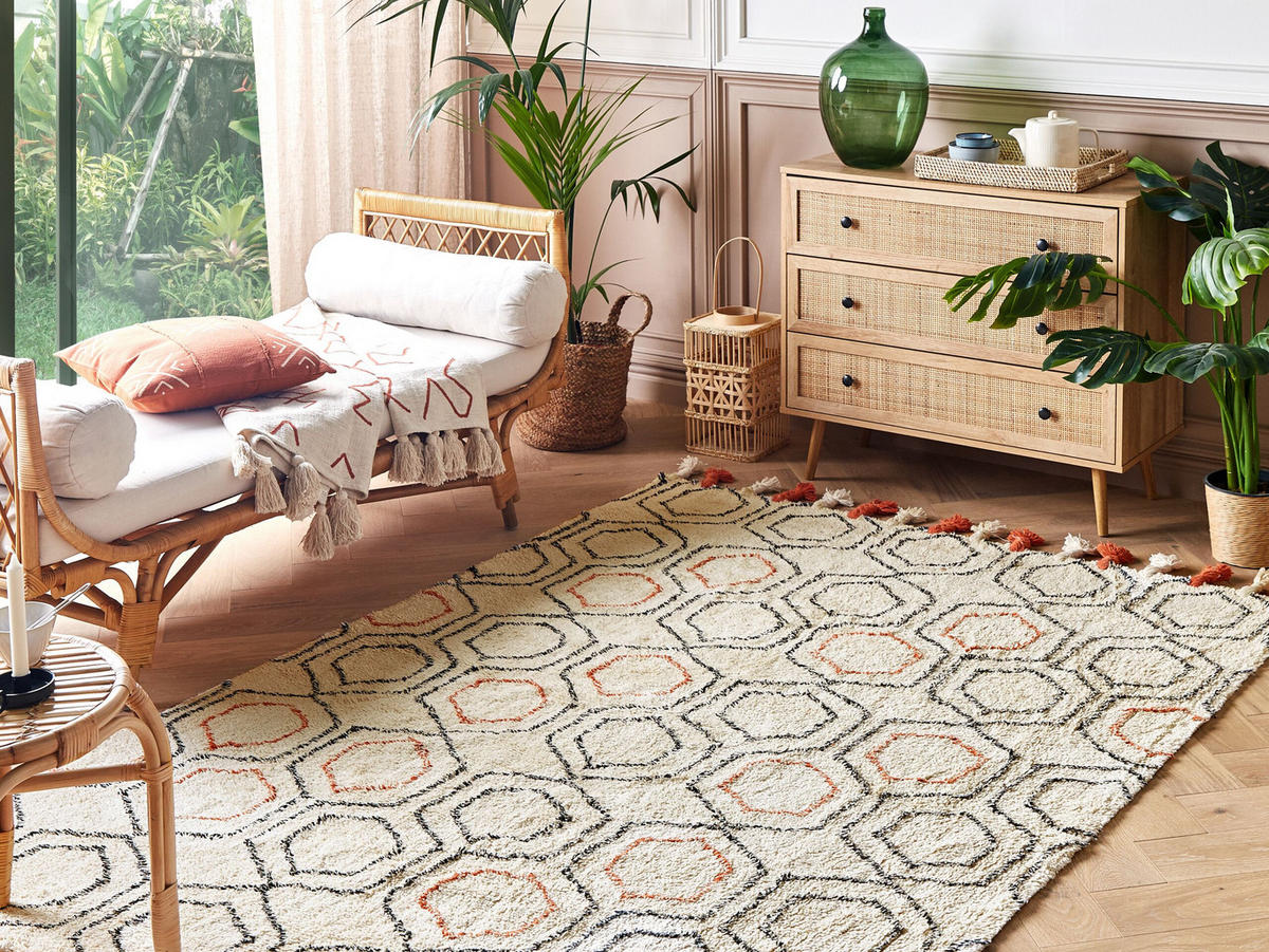 KURZFLOR-TEPPICH Hajipur 200/140 cm - Beige, Textil (140/200cm) - Beliani