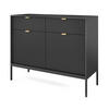 SIDEBOARD Eternas 2T 2S Schwarz 104/83/39 cm – schwarze Füße, mit geriffelten Fronten - Schwarz, Holzwerkstoff (104/83/39cm) - AX Living