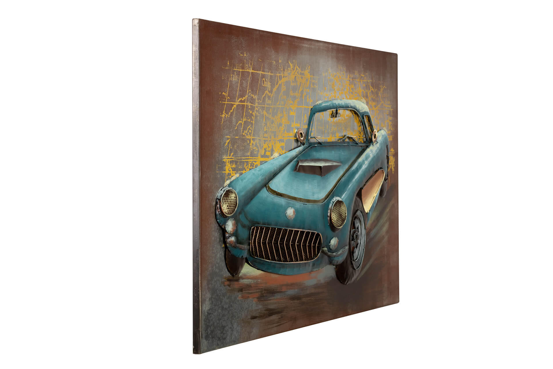 METALLBILD Blau 90/60 cm - Blau, Metall (3.75/60cm) - KUNSTLOFT