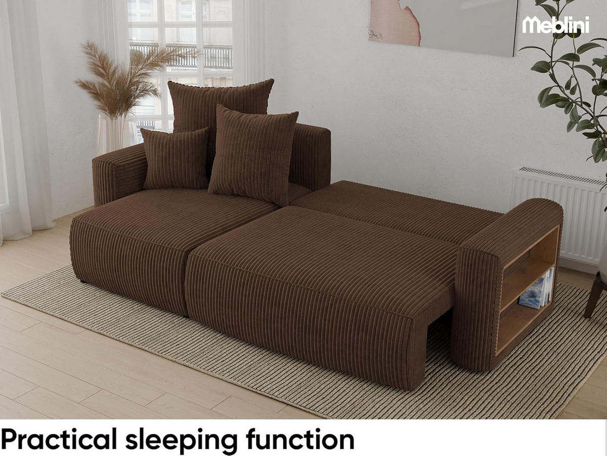 ECKSOFA SOLARIS L - Blau/Dunkelbraun, Holzwerkstoff (238/142cm) - Meblini