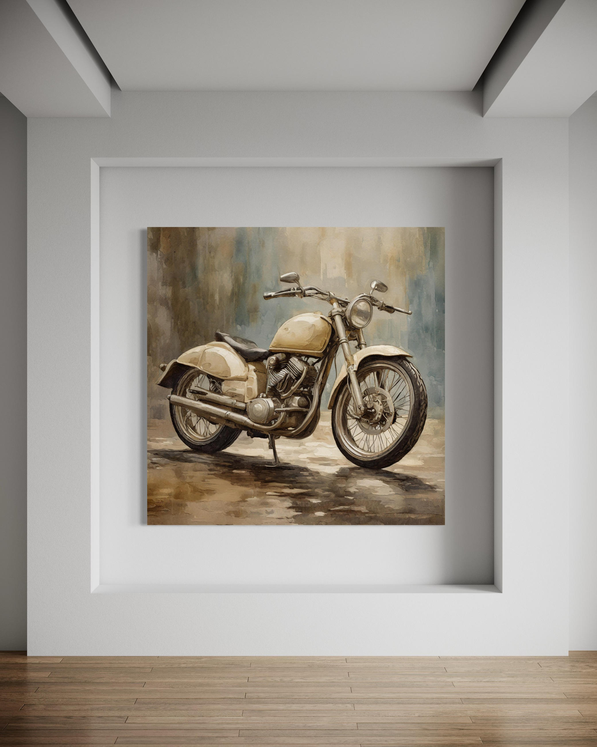 WANDBILD motorrad retro vintage - Beige, Textil (50/50cm) - Feeby