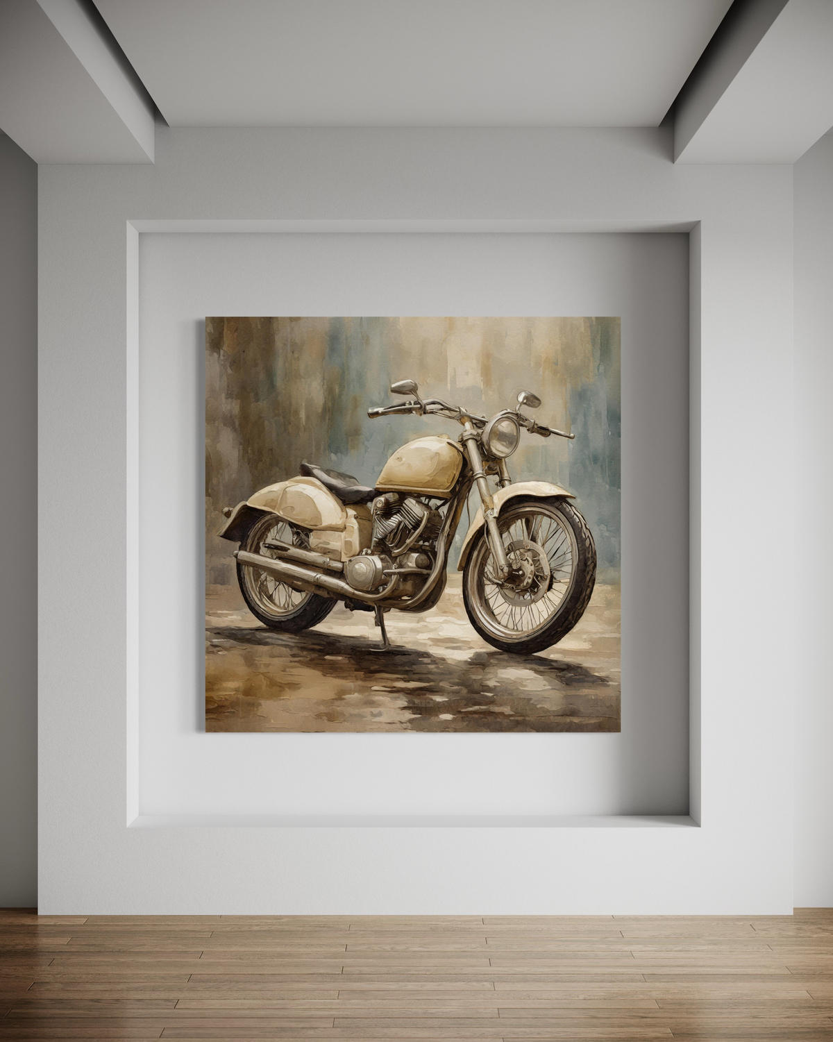 WANDBILD motorrad retro vintage - Beige, Textil (50/50cm) - Feeby