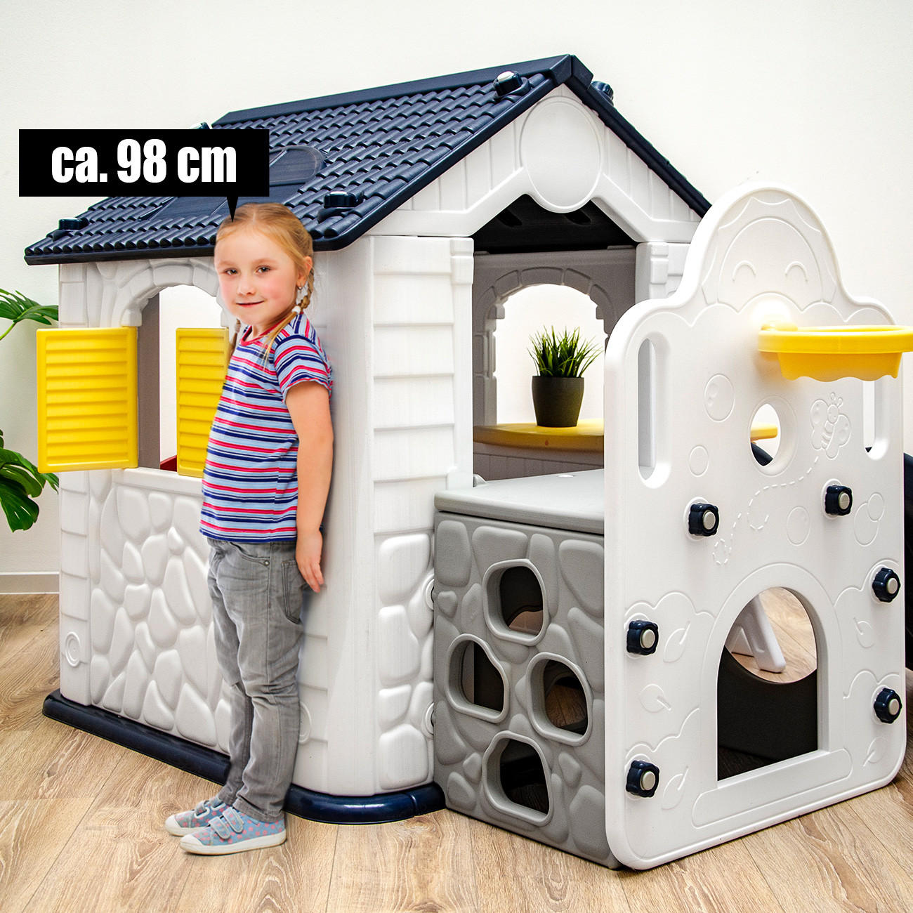 SPIELHAUS mit Rutsche und Hockern 165/205/118 cm, Bunt - Multicolor, Kunststoff (165/118/205cm) - Littletom