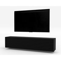 LOWBOARD ZIVOLLI 160 Schwarz, Schwarze Lamellen 160/34/40 cm – TV-Hängeschrank mit Lamellenfront - Schwarz, Holzwerkstoff/Kunststoff (160/34/40cm) - AX Living