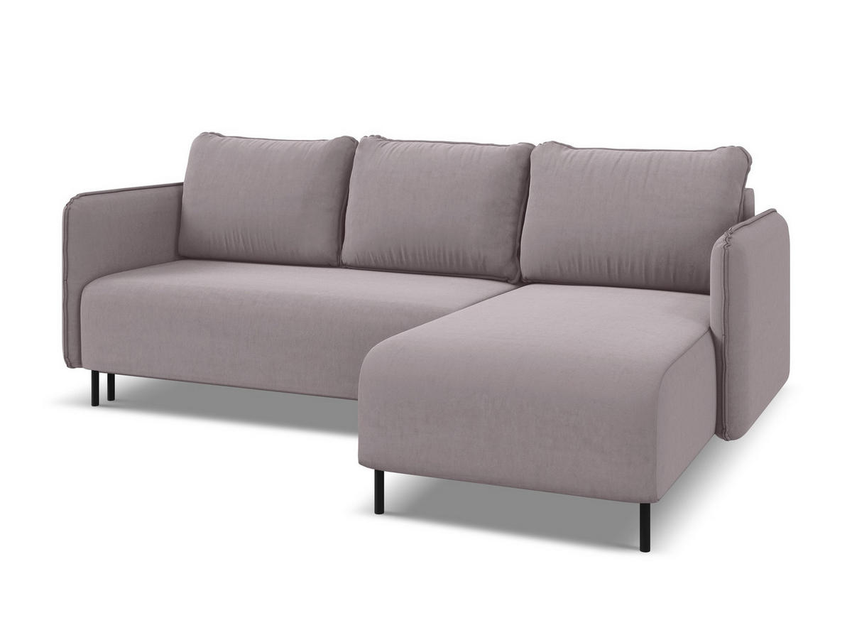 ECKSOFA mit Schlaffunktion Samt Stoff Violett - Lila/Flieder, Holz/Textil (236/162cm) - Makamii