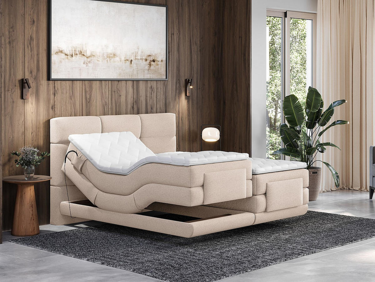 BOXSPRINGBETT - 2 Personen - stoff - beige Lodi - Beige, Textil (90/200cm) - Vente-Unique
