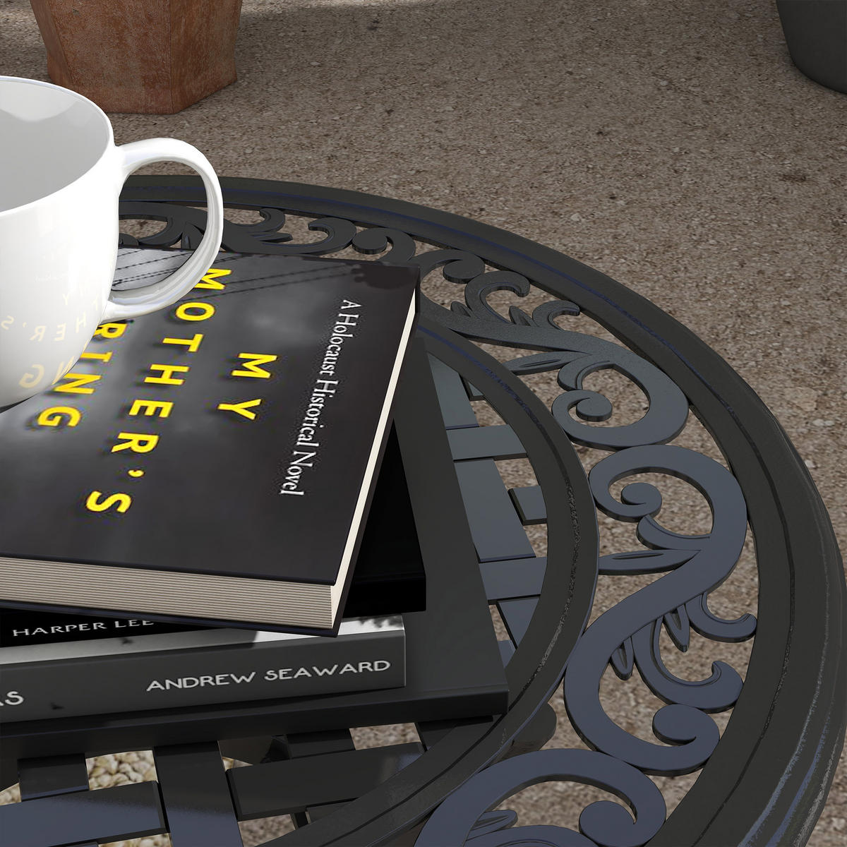 GARTEN BEISTELLTISCH, Schwarz,Aluminium - Schwarz, Metall (60/60/53cm) - Outsunny