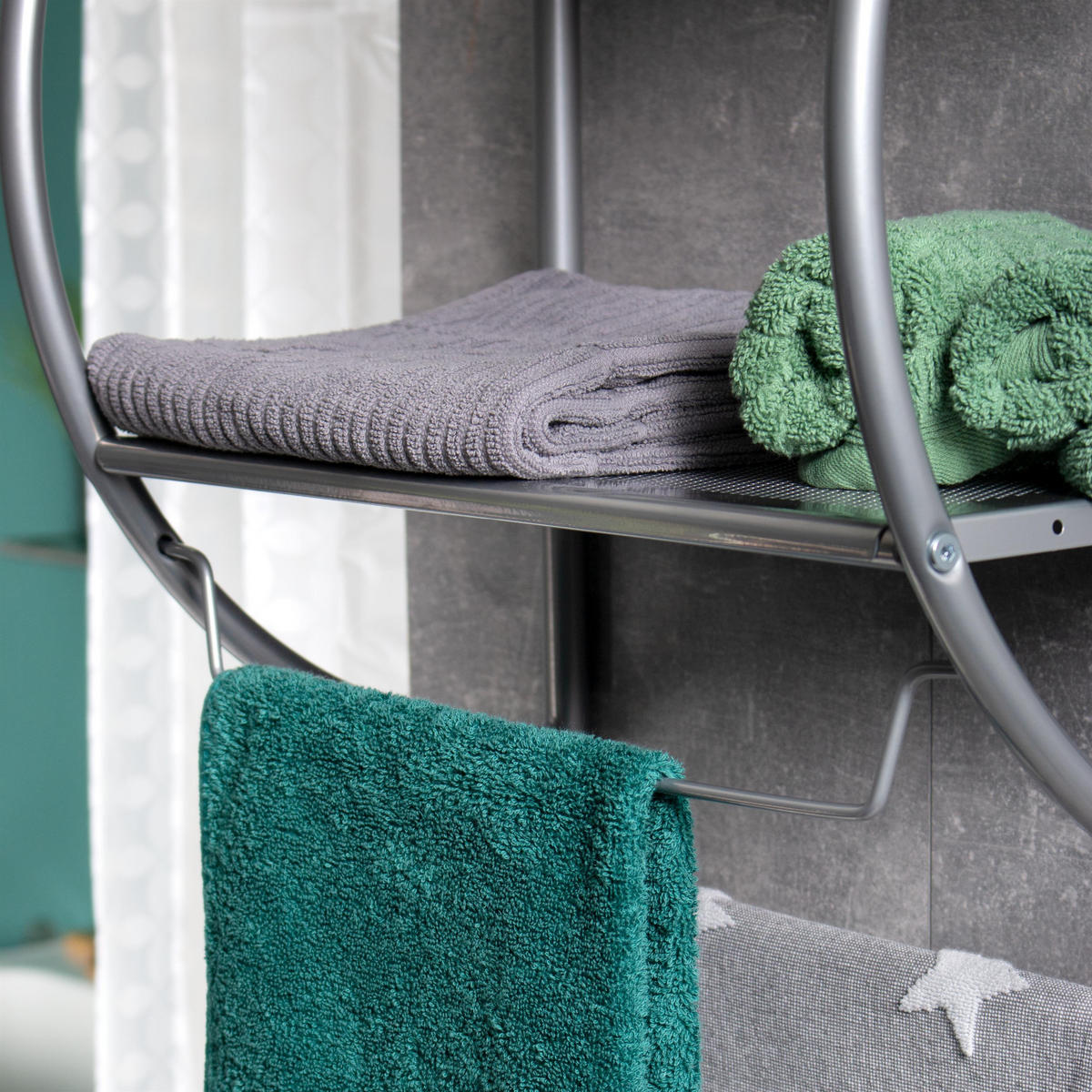 BADEZIMMERREGAL, grau, Metall - Grau, Metall (44.5/54.5/25cm) - bremermann