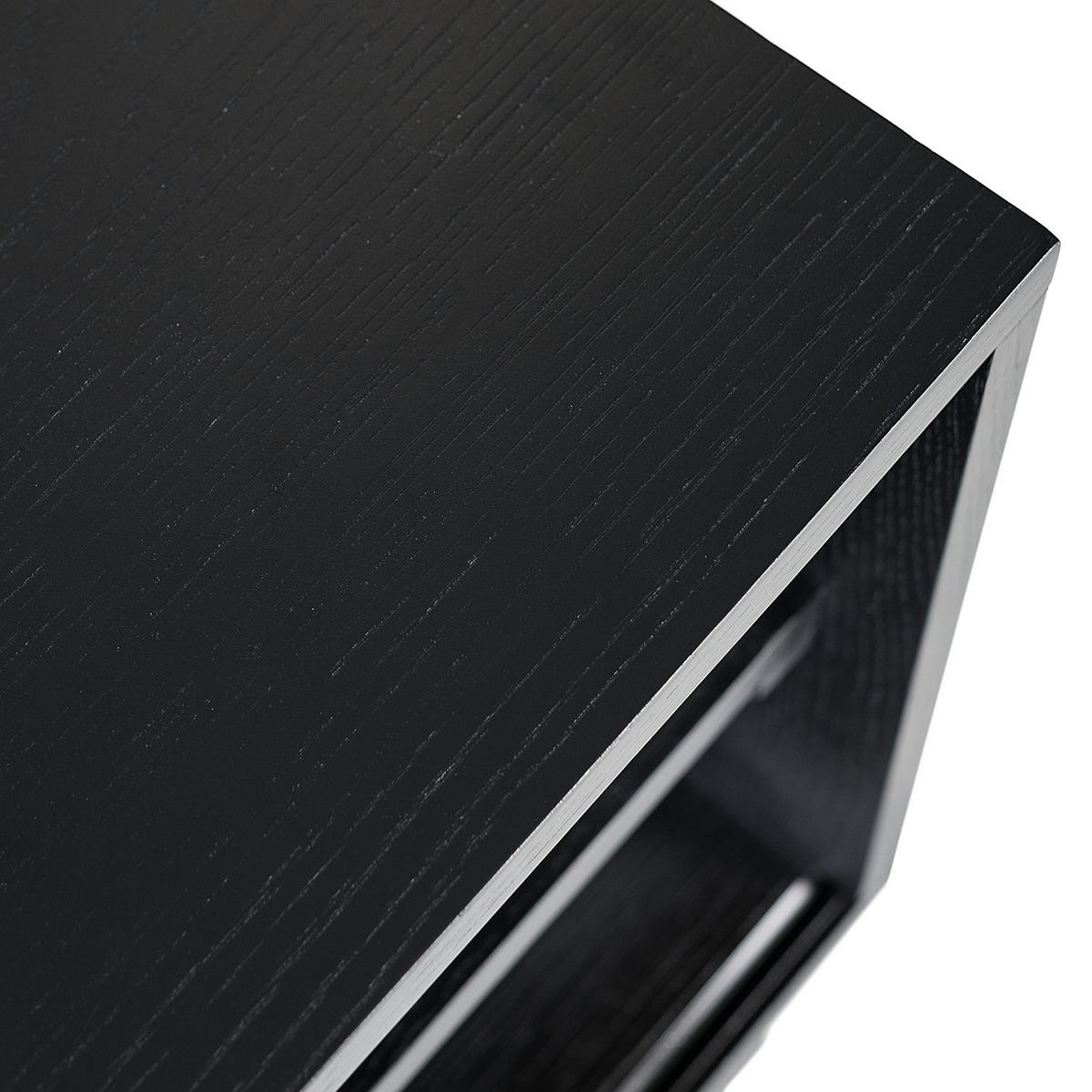TV-LOWBOARD mit 1 Tür - Natur / Eiche Schwarz - Wiener Geflecht / Echtholzfurnier - Eichefarben/Schwarz, Eichenholz/Naturmaterialen (120/50/40cm) - home24