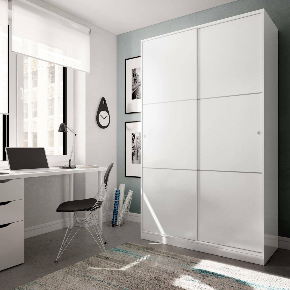 KLEIDERSCHRANK 2 TÜREN Weiß 50/120/200 cm - Weiß, Holzwerkstoff (120/200/50cm) - DMORA