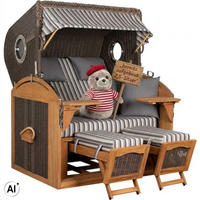 STRANDKORB XL Schillig Bullauge - Braun/Grau, Metall (142/170/95cm) - Mr. Deko