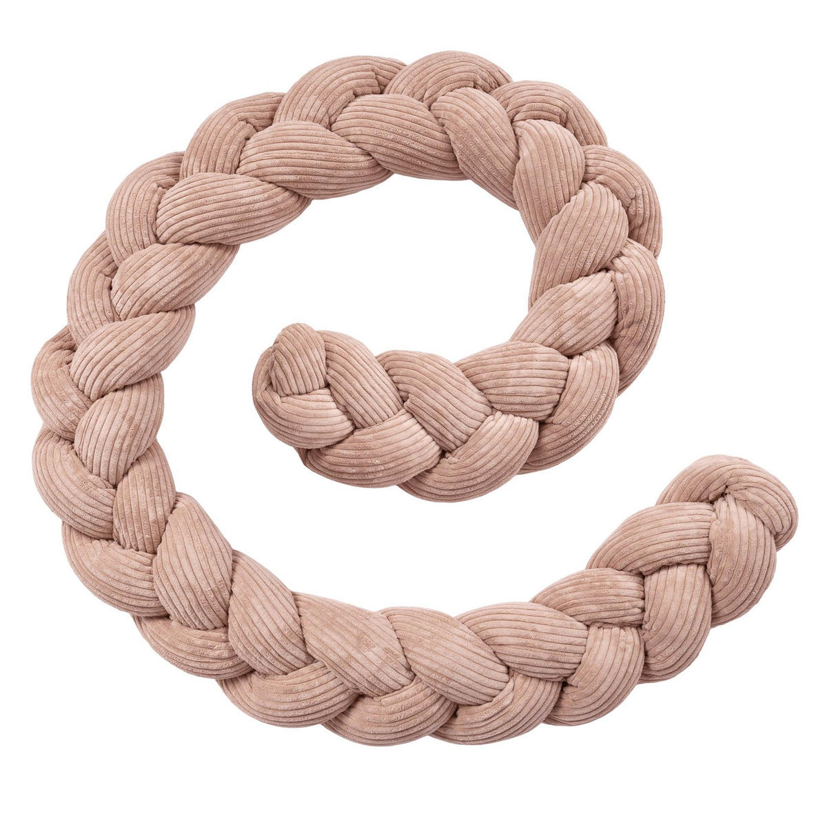 BETTUMRANDUNGSSCHUTZ geflochtene Bettschlange aus Cord, 150 cm, Puderrosa - Pink, Textil - MeowBaby