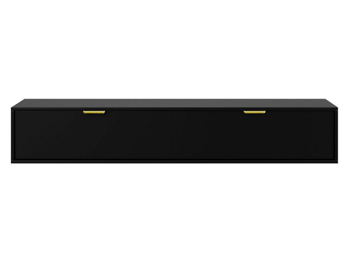 TV-LOWBOARD Senna 175 - Goldfarben/Schwarz, Holzwerkstoff/Metall (175/35/33cm) - MIRJAN24