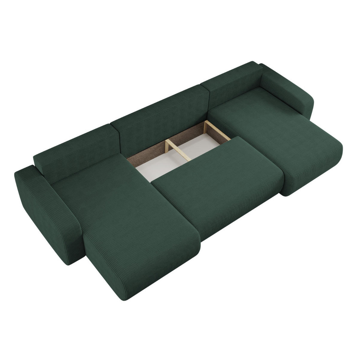 ECKSOFA U-Form Mit Schlaffunktion Und Bettkasten MILANO Dicker Cord Grün - Grün, Holz/Textil (312/145cm) - Kaiser Möbel