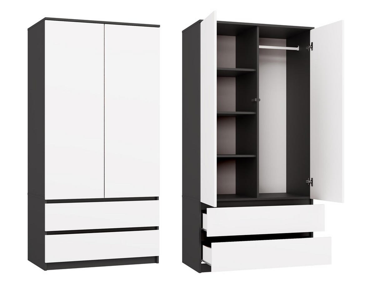 KLEIDERSCHRANK Anthrazit, Weiß 90/180/50 - Anthrazit/Weiß, Holzwerkstoff (90/180/50cm) - RAUMHIRSCH FURNITURE