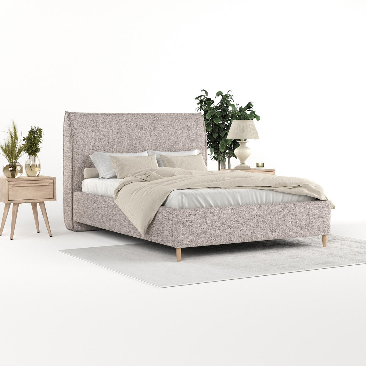 POLSTERBETT Mira 160/200 cm Beige im Neve Stoff - Beige/Naturfarben, Holz/Holzwerkstoff (160/200cm) - AltaBeds