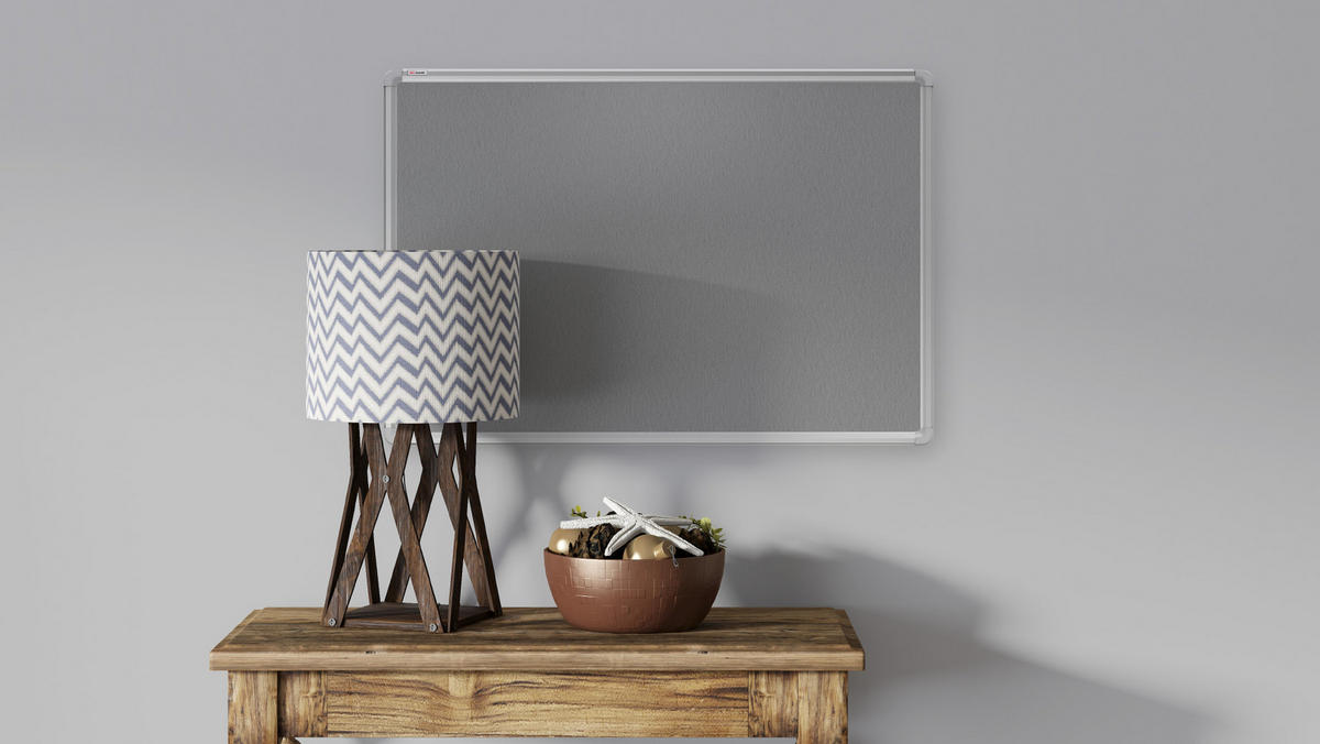 FILZTAFEL mit Alurahmen Grau 90x60cm - Grau, Metall (90/60/1.6cm) - ALLboards