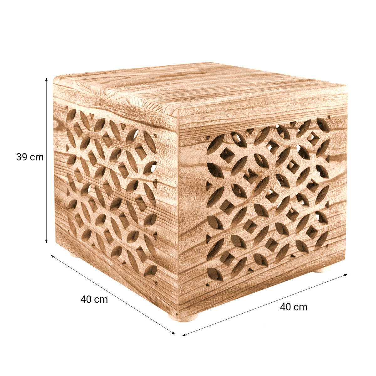BEISTELLTISCH Holz - Braun, Holz (40/40/38cm) - Homestyle4u