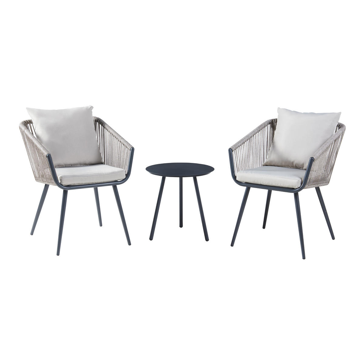 BISTRO-SET 3 TLG. Abriola - Grau, Metall - casa.pro