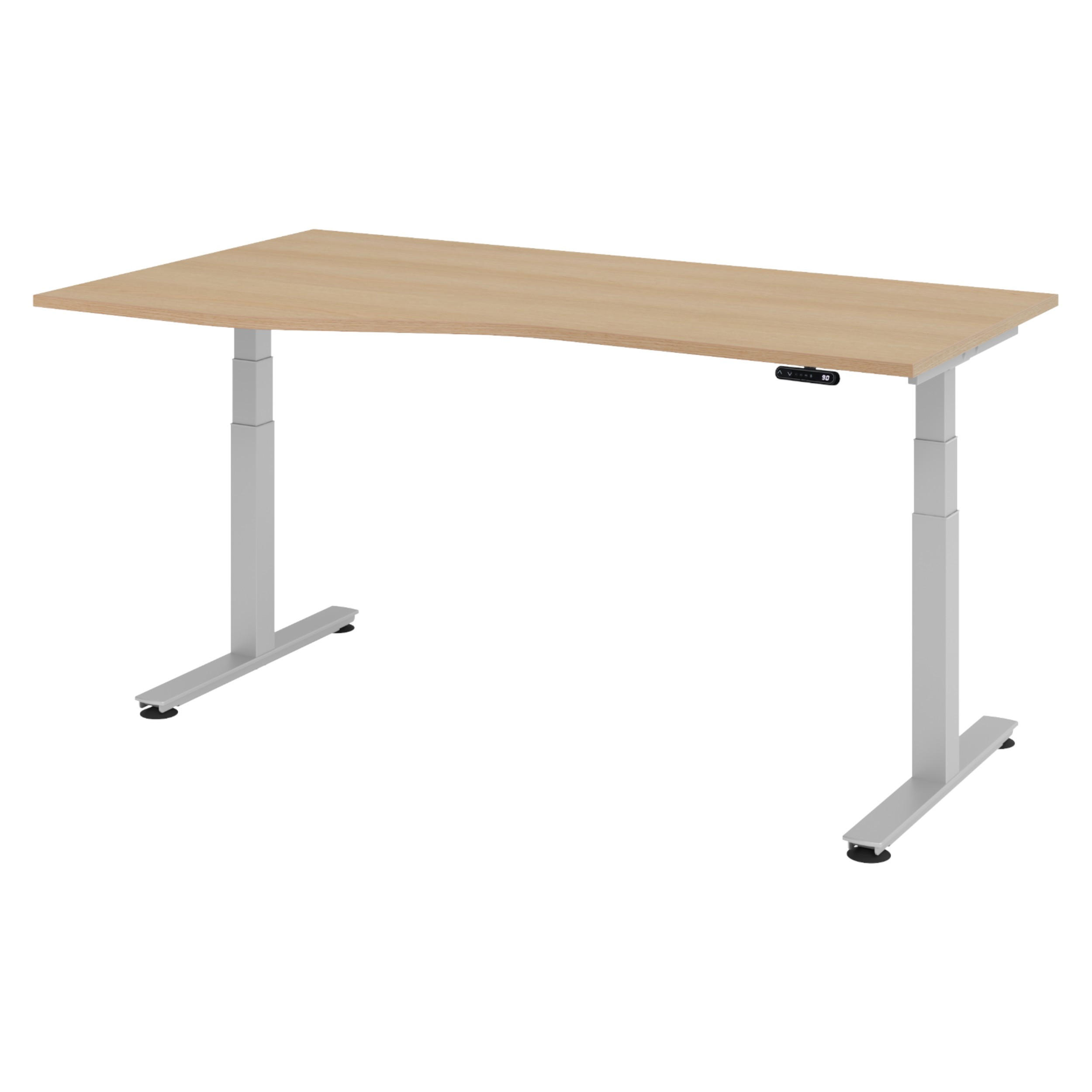 SCHREIBTISCH elektrisch XDSM 100/180/72 cm in Eichefarben/Silberfarben - Eichefarben/Silberfarben, Holzwerkstoff (100/180/72cm) - bümö