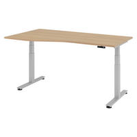SCHREIBTISCH elektrisch XDSM 100/180/72 cm in Eichefarben/Silberfarben - Eichefarben/Silberfarben, Holzwerkstoff (100/180/72cm) - bümö