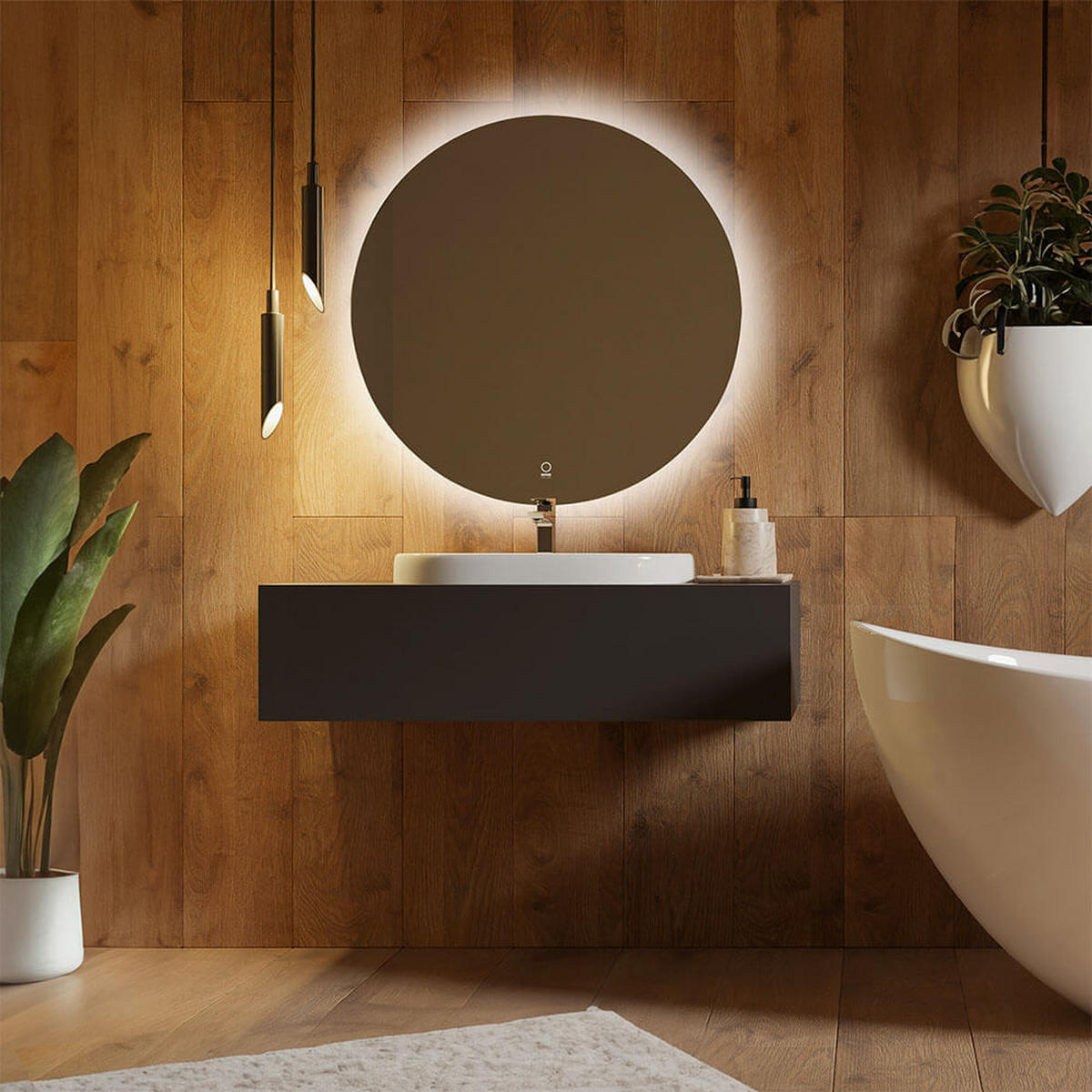 LED-SPIEGEL SILA - 80 cm - Silberfarben, Glas (80/80/3cm) - Home Deluxe