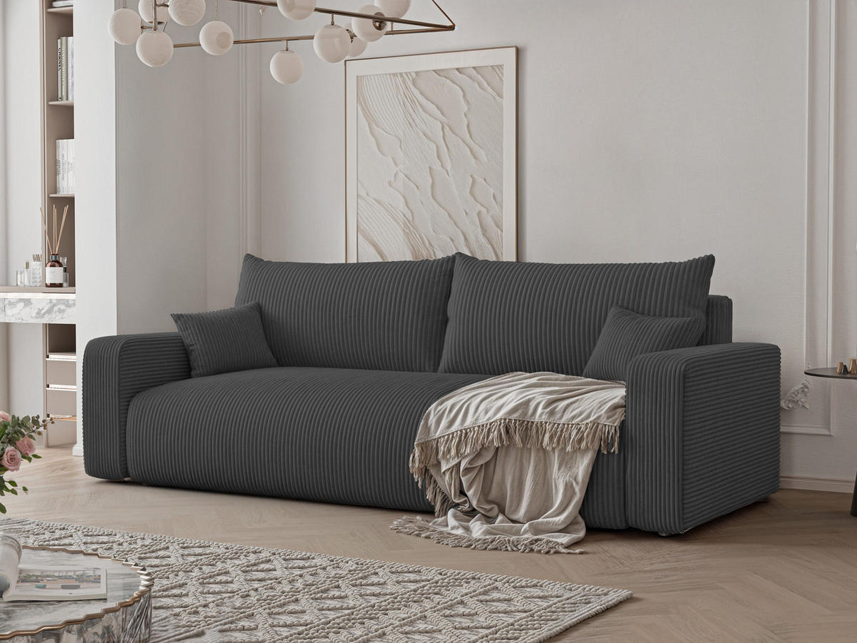 SOFA mit Schlaffunktion, Anthrazit - Anthrazit, Holzwerkstoff (246/79/93cm) - Idohome