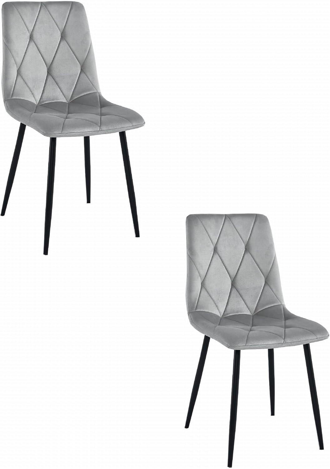 ESSZIMMERSTUHL 2er Set Velours Silbergrau, Gepolsterte Sitzfläche, Modernes Design - Grau, Textil (51/86/56cm) - Best For Home